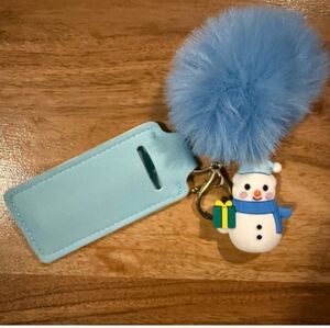 Blue Snowman Keychain with Tag Vag Charm
